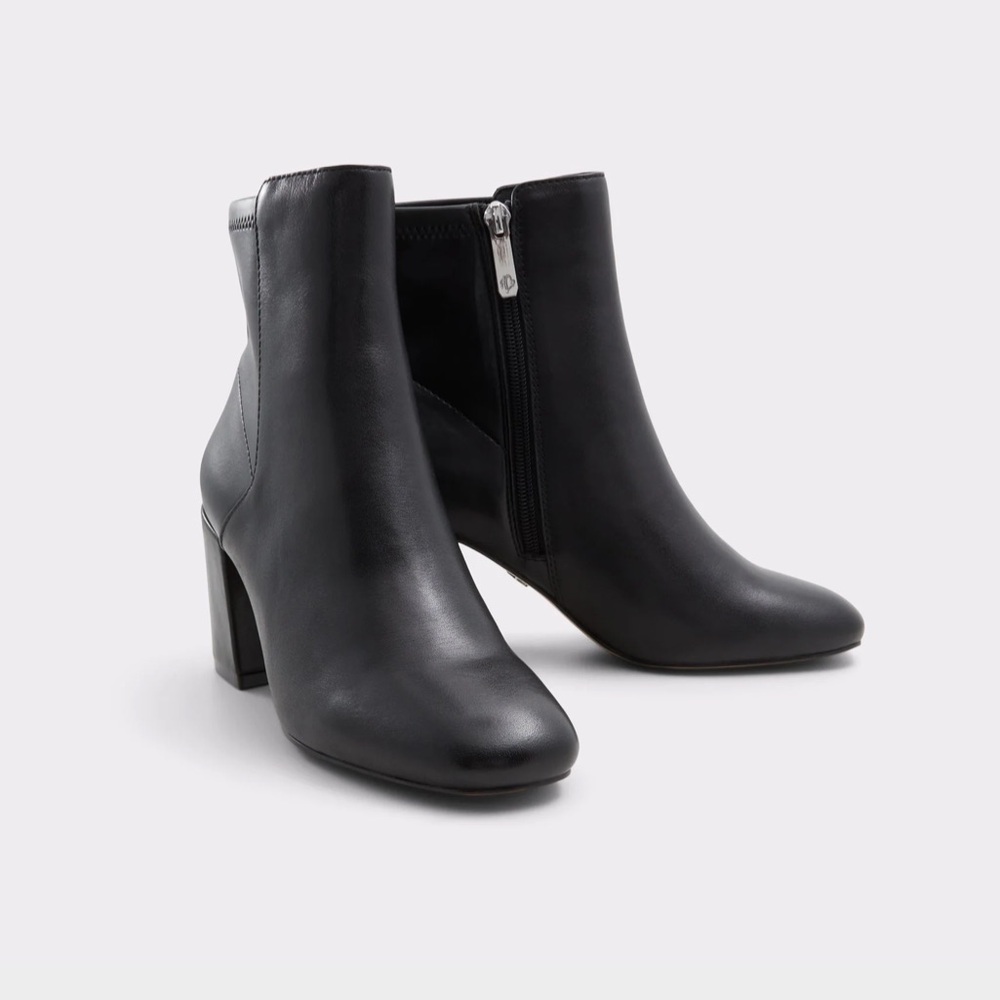 Aldo Santromini Black Ankle Boot, Block Heel